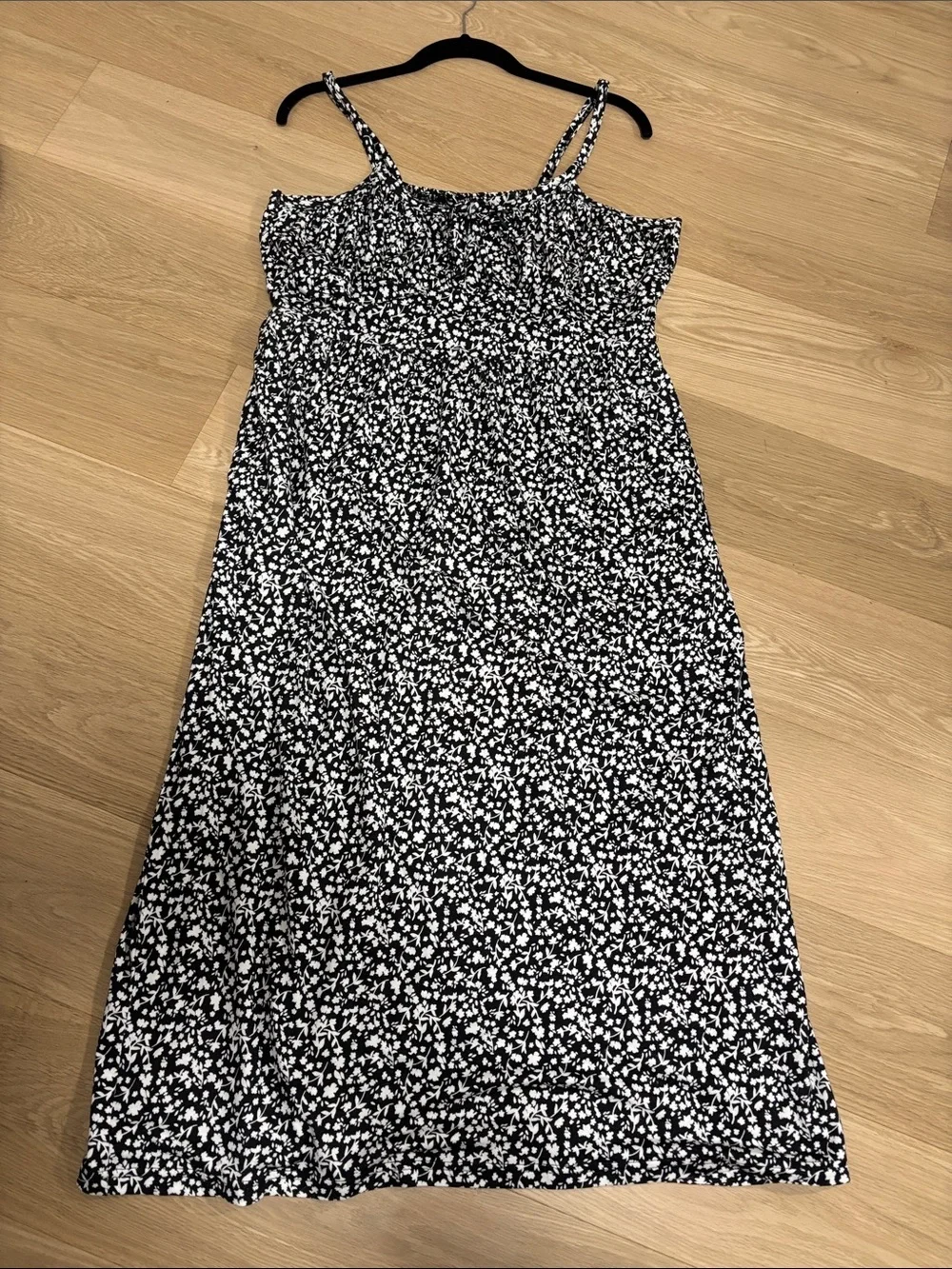 Midi Sundress (L) Group Alina Viscose Soft Stretch Pockets Black White Floral - Picture 6 of 16